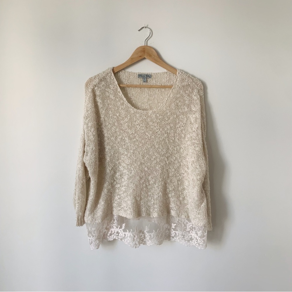 Olivia Sky Cream Knit Crewneck Sweater